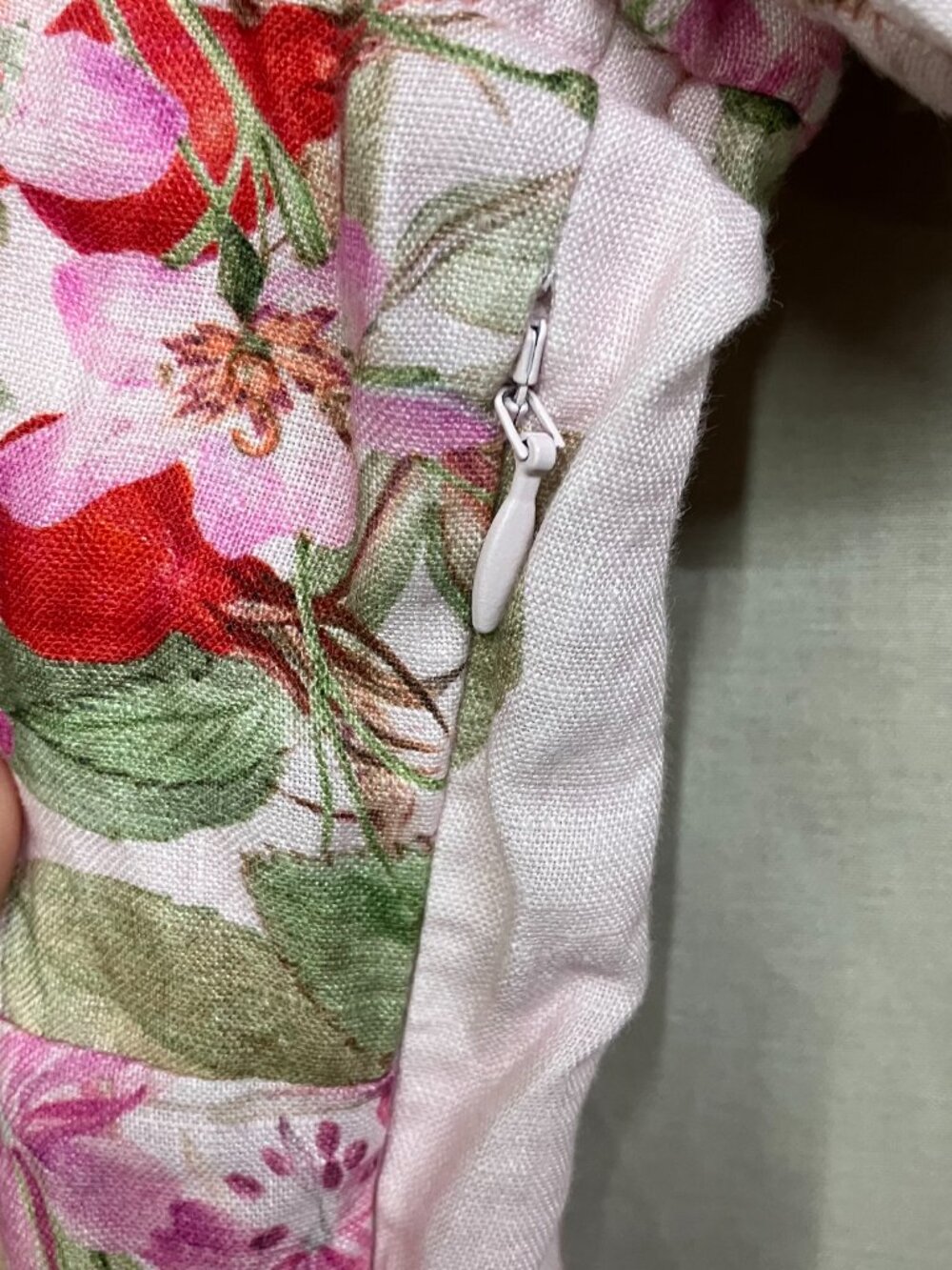 & Other Stories Midi Dress Women's Size 10 Pink Floral Linen Puff Sleeves - Picture 7 of 11